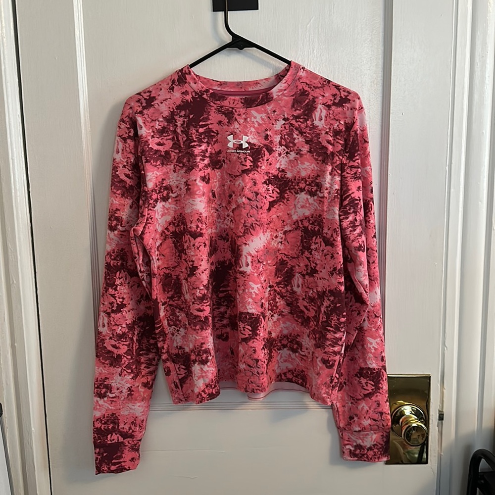 Long Sleeve Pink Tie-Dye Under Armour Workout Shirt NWOT